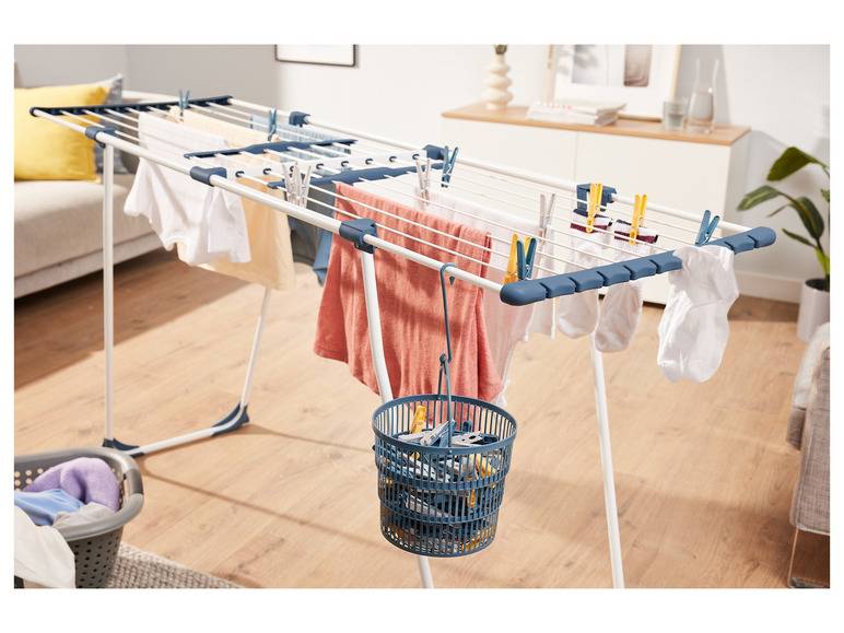 LIVARNO home Wäscheklammern / Teleskopkörbchen mit Wäscheklammern Großer Ausverkauf