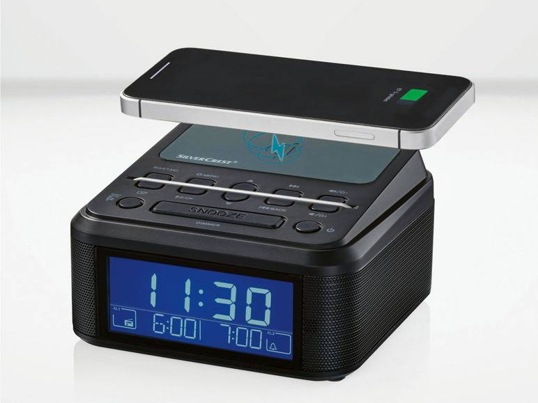 SILVERCREST® Uhrenradio, mit Qi Ladung, DAB+, Bluetooth zollfrei