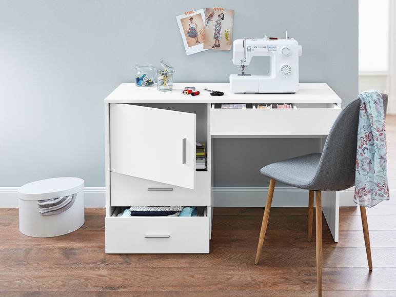 LIVARNO home Nähmaschinentisch mit Schubladen, weiß Top Angebot