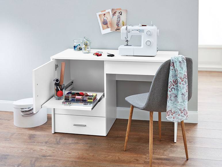 LIVARNO home Nähmaschinentisch mit Schubladen, weiß Top Angebot