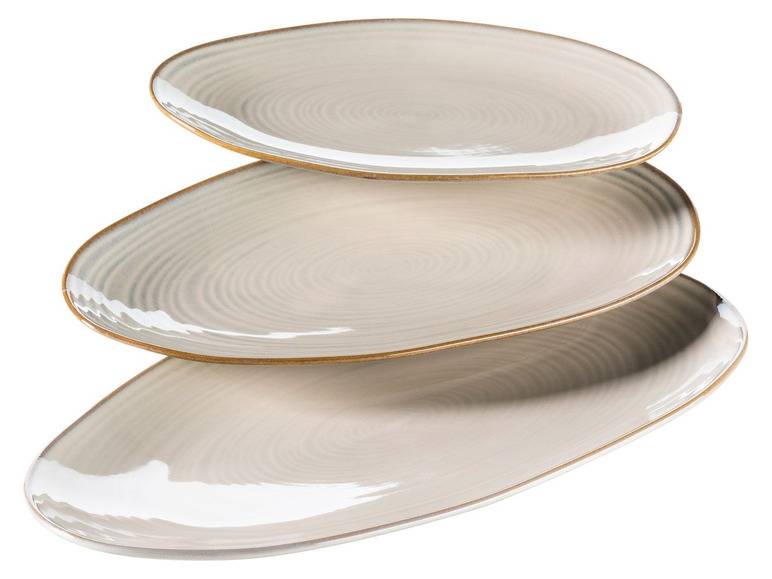 MÄSER Serie Nottingham, Set aus 3 Servierplatten, Servierteller in 3 Größen im Vintage-Look, Beige, Steinzeug Nur für heute