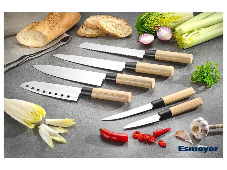 Esmeyer Asia Messerset 6-teilig aus Edelstahl/Holzgriff Begrenzt auf 3 Tage