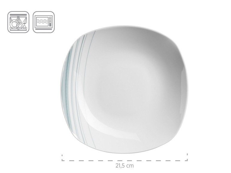 MÄSER Serie Enni, Kombiservice 30 teilig, weißes Geschirr-Set mit blauem Muster, Teller, Kaffeetasse, Dessertteller für 6 Personen Speichern exportieren