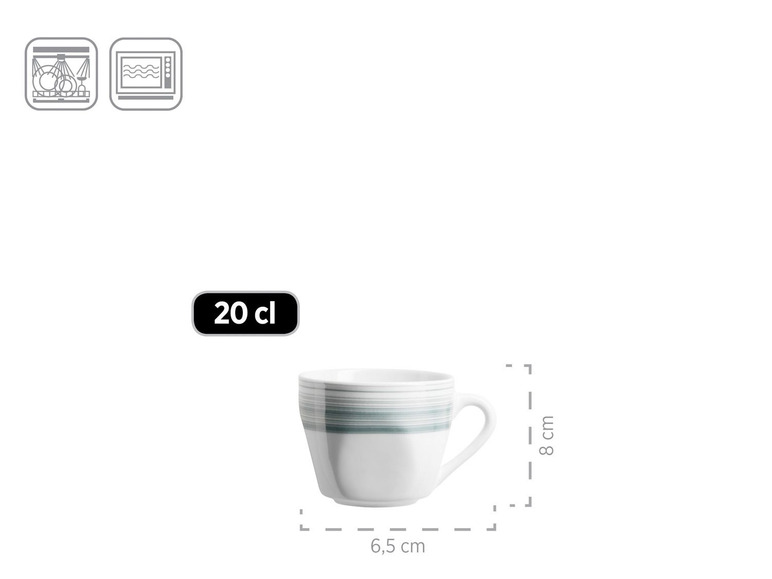 MÄSER Serie Enni, Kombiservice 30 teilig, weißes Geschirr-Set mit blauem Muster, Teller, Kaffeetasse, Dessertteller für 6 Personen Speichern exportieren