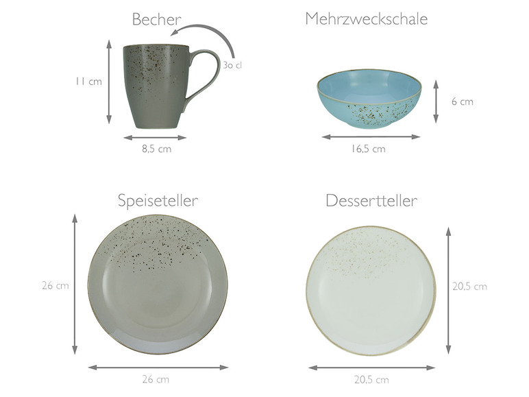 Creatable NATURE COLLECTION Skandinavien, Geschirrset Kombiservice 16 teilig Auslauf