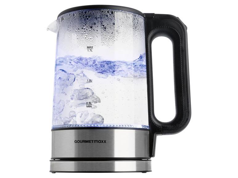 GOURMETmaxx Glas-Wasserkocher, 1,7 l, kabellos, LED Verkauf