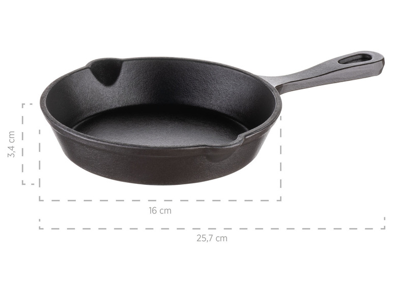 MÄSER Mini Gusseisenpfanne, Ø 16 cm, mit Servierbrett Bis zu 50% Rabatt