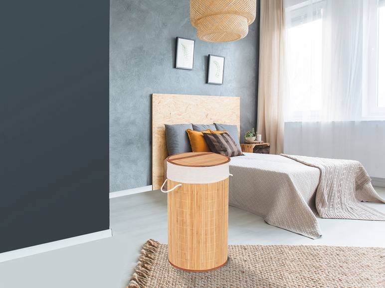 Wenko Wäschetruhe »Bamboo«, 55 l Fassungsvermögen, mit Baumwoll-Wäschesack, aus Bambus Kauf eins, bekomm eins gratis