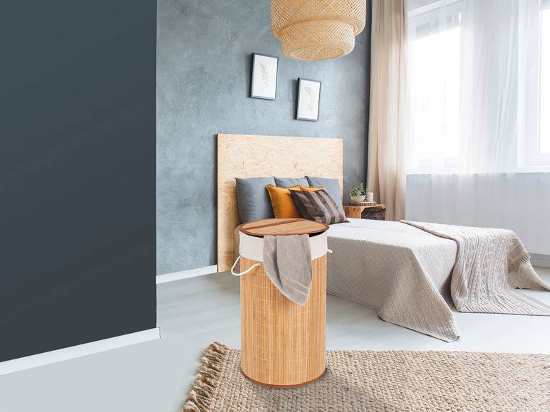 Wenko Wäschetruhe »Bamboo«, 55 l Fassungsvermögen, mit Baumwoll-Wäschesack, aus Bambus Kauf eins, bekomm eins gratis