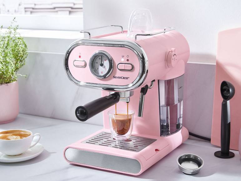 SILVERCREST® KITCHEN TOOLS Espressomaschine/Siebträger Pastell rosa SEM 1100 D3 + Elektrische Kaffeemühle »SKME 180 C1«, 180 W Vierteljährliche Förderung
