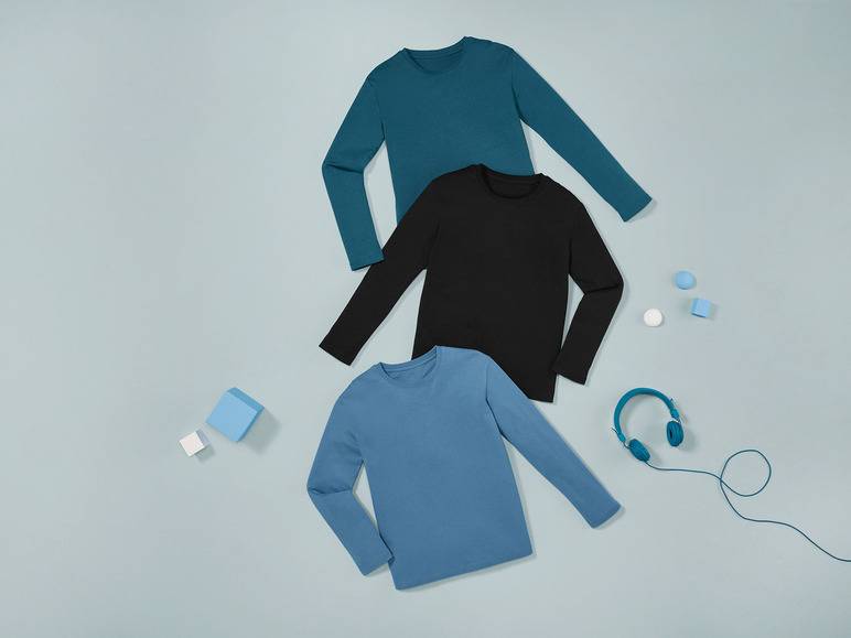 pepperts!® Kinder Jungen Langarmshirts, 3 Stück, mit Rundhalsausschnitt Clearance-Verkauf