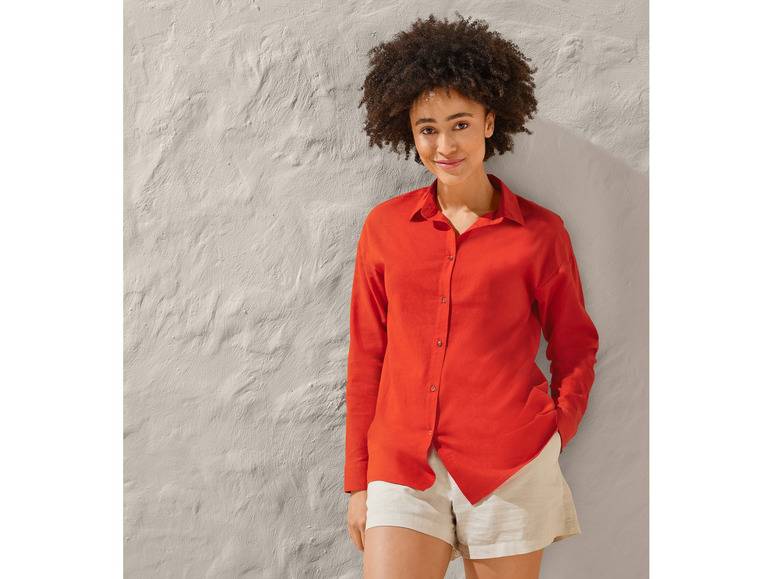 esmara® Damen Leinenbluse, leger geschnitten Auslauf