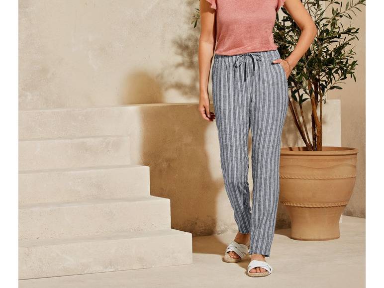 esmara® Damen Leinenhose mit Gummizugbund und Bindeband Vatertagsangebot