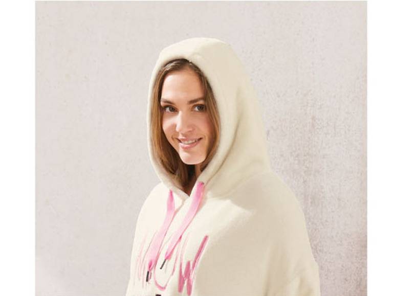 esmara® Damen Plüsch-Kleid mit Kapuze und Teddyplüsch Lagerräumung