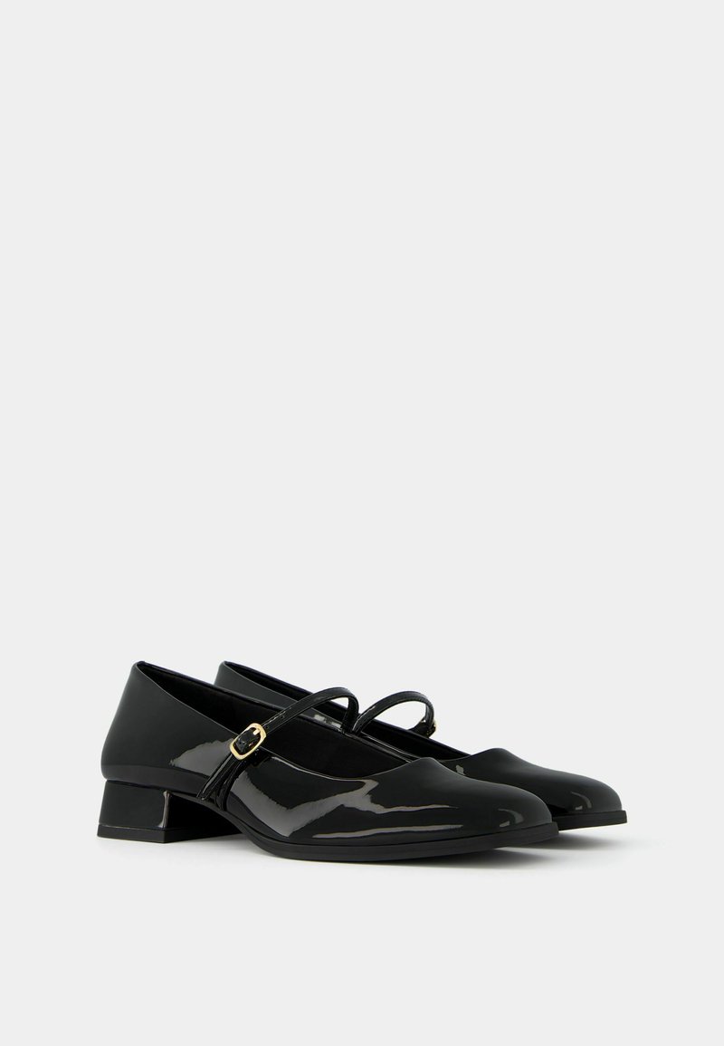 Bershka Bershka BLOCK-HEEL MARY JANES - Ankle strap ballet pumps - black Riesige Rabatte
