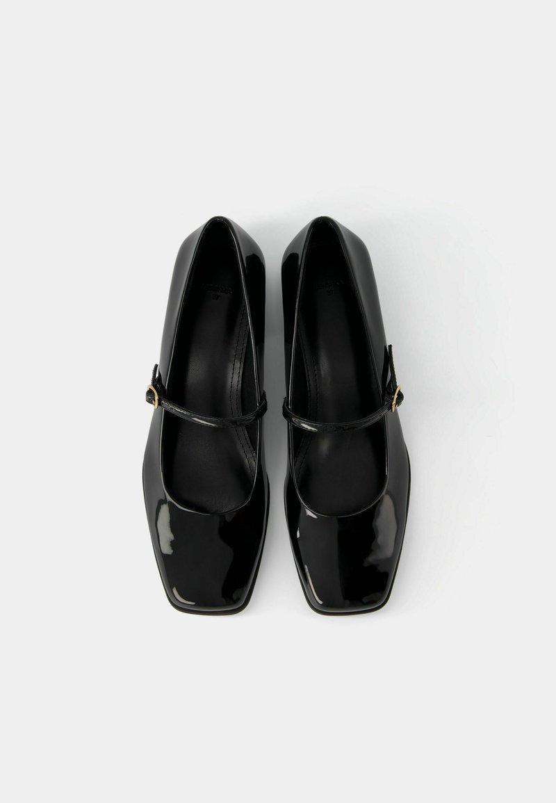 Bershka Bershka BLOCK-HEEL MARY JANES - Ankle strap ballet pumps - black Riesige Rabatte