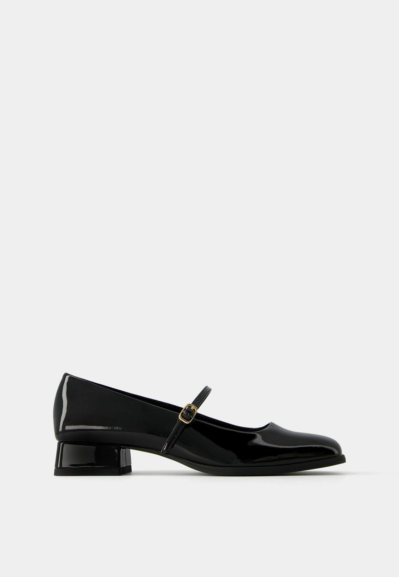 Bershka Bershka BLOCK-HEEL MARY JANES - Ankle strap ballet pumps - black Riesige Rabatte