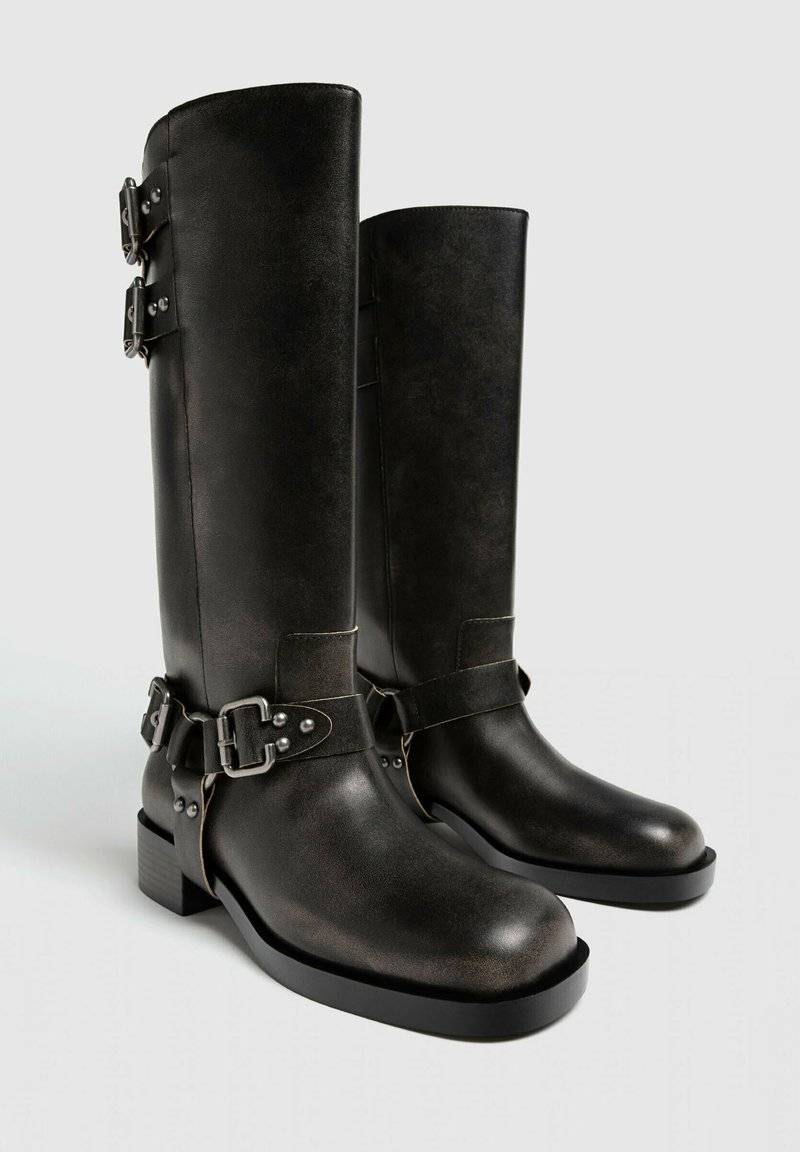 Stradivarius Stradivarius Cowboy/Biker boots - dark grey Kostenloser Versand international