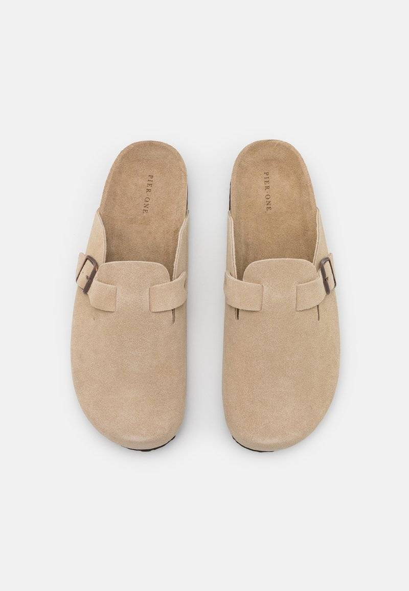 Pier One Pier One LEATHER UNISEX - Slippers - beige zollfrei