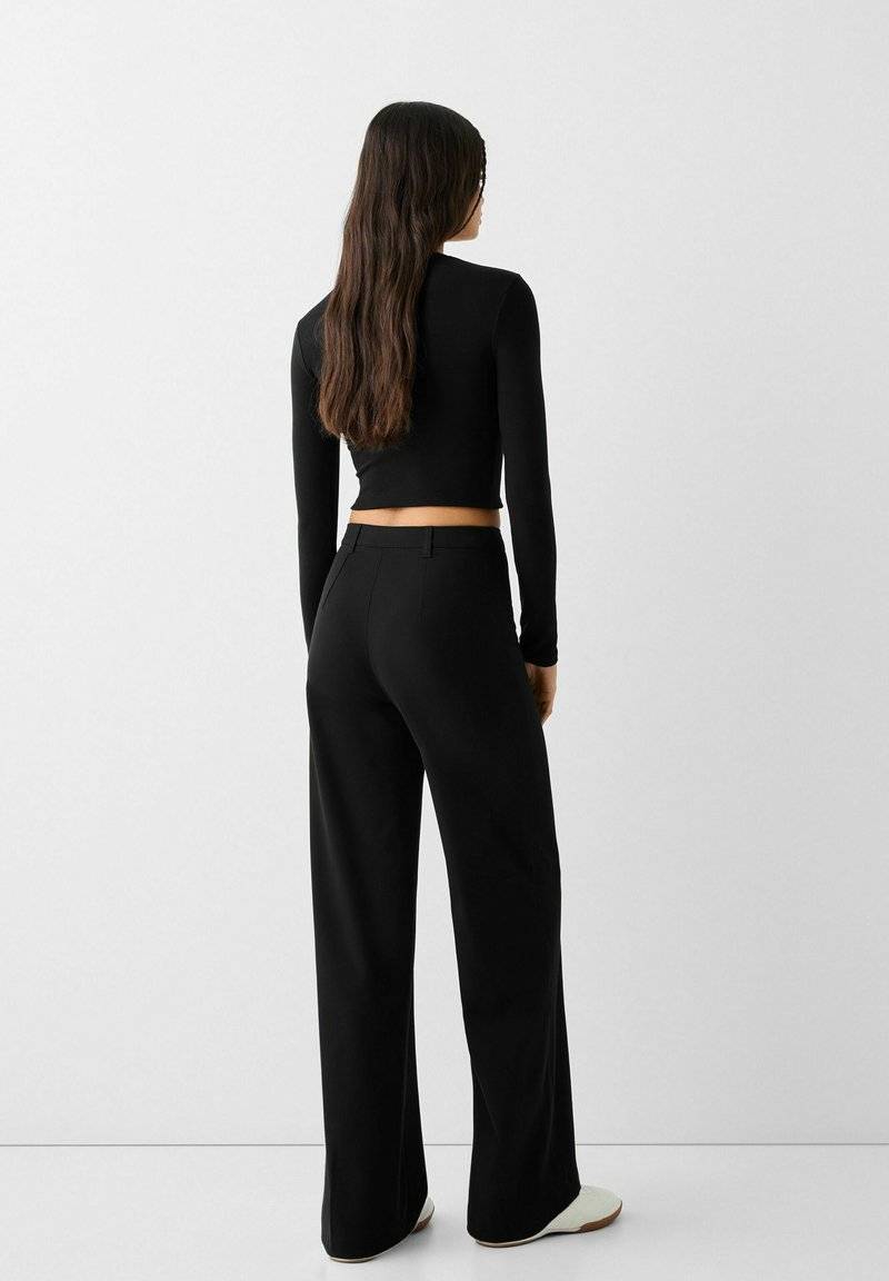 Bershka Bershka WIDE TAILORED - Trousers - black Online