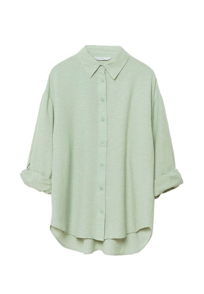 Stradivarius Stradivarius RUSTIKALES DAILY - Button-down blouse - khaki Fabrikverkauf