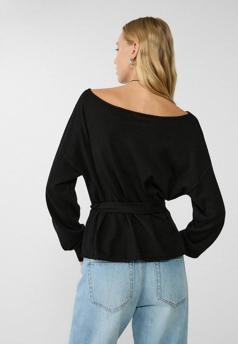 Stradivarius Stradivarius BOAT NECK - Jumper - black Fabrik Onlineshop