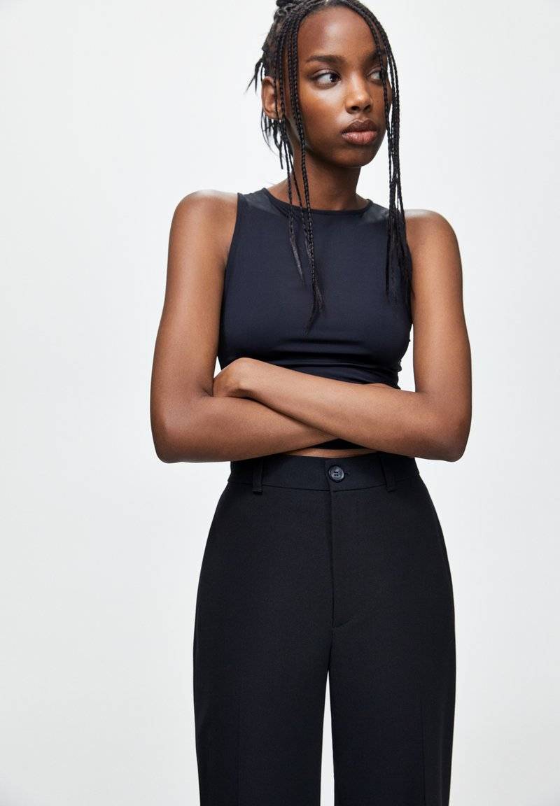 PULL&BEAR PULL&BEAR STRAIGHT - Trousers - black Flash Sale