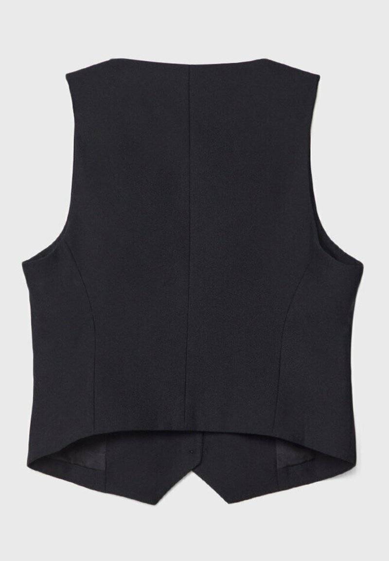 Stradivarius Stradivarius SHORT BUTTONED - Waistcoat - black Online Shopping
