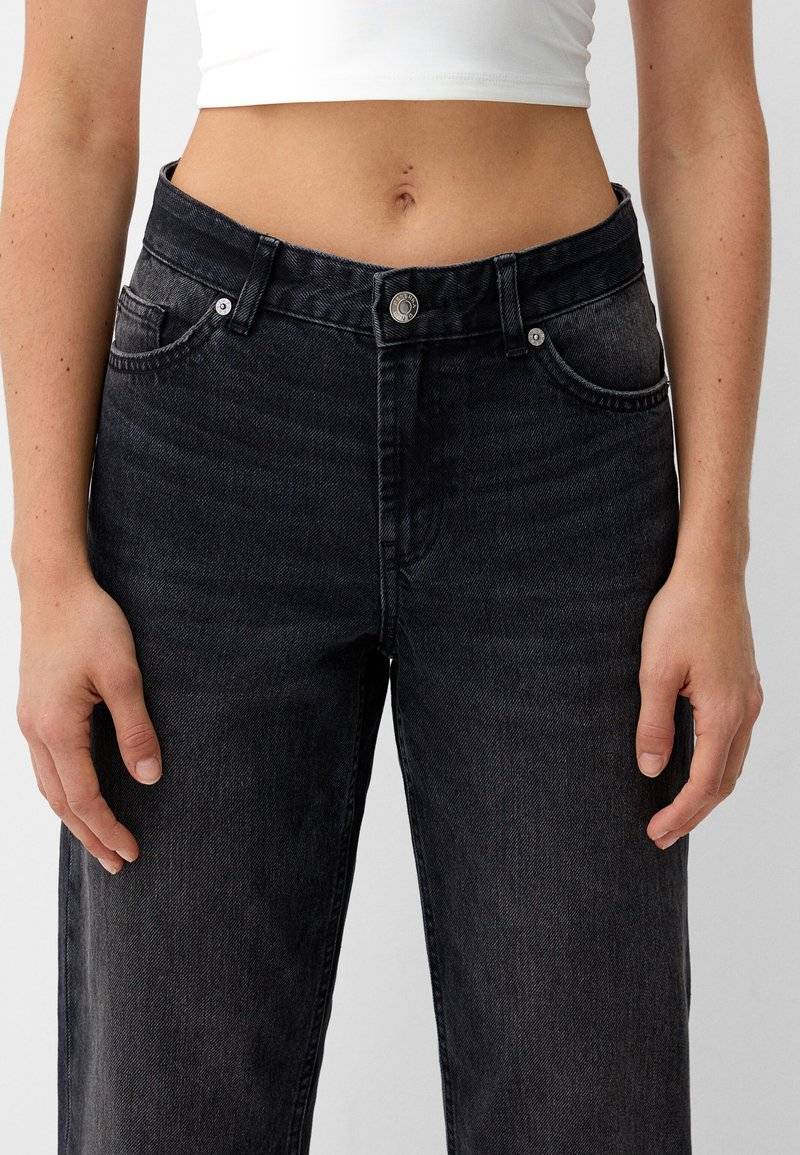 Bershka Bershka Straight leg jeans - dark grey Schlussverkauf