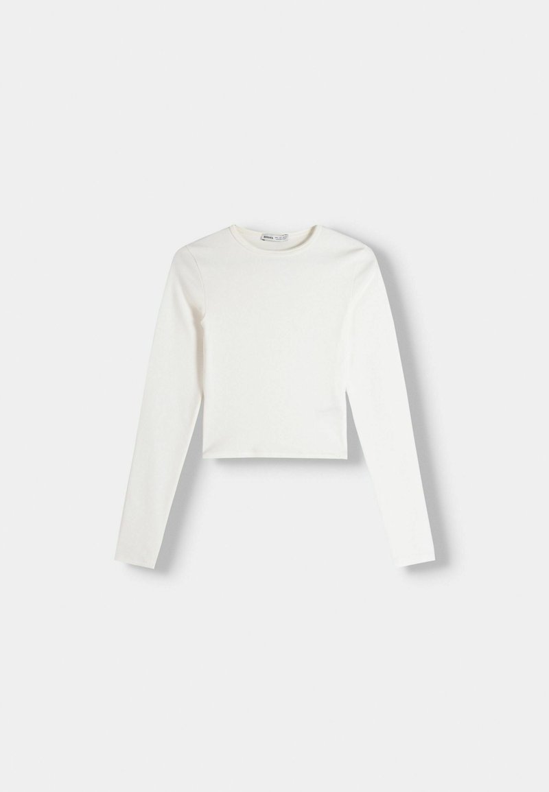 Bershka Bershka LONG SLEEVE - Long sleeved top - white Limitierter Zeitrabatt