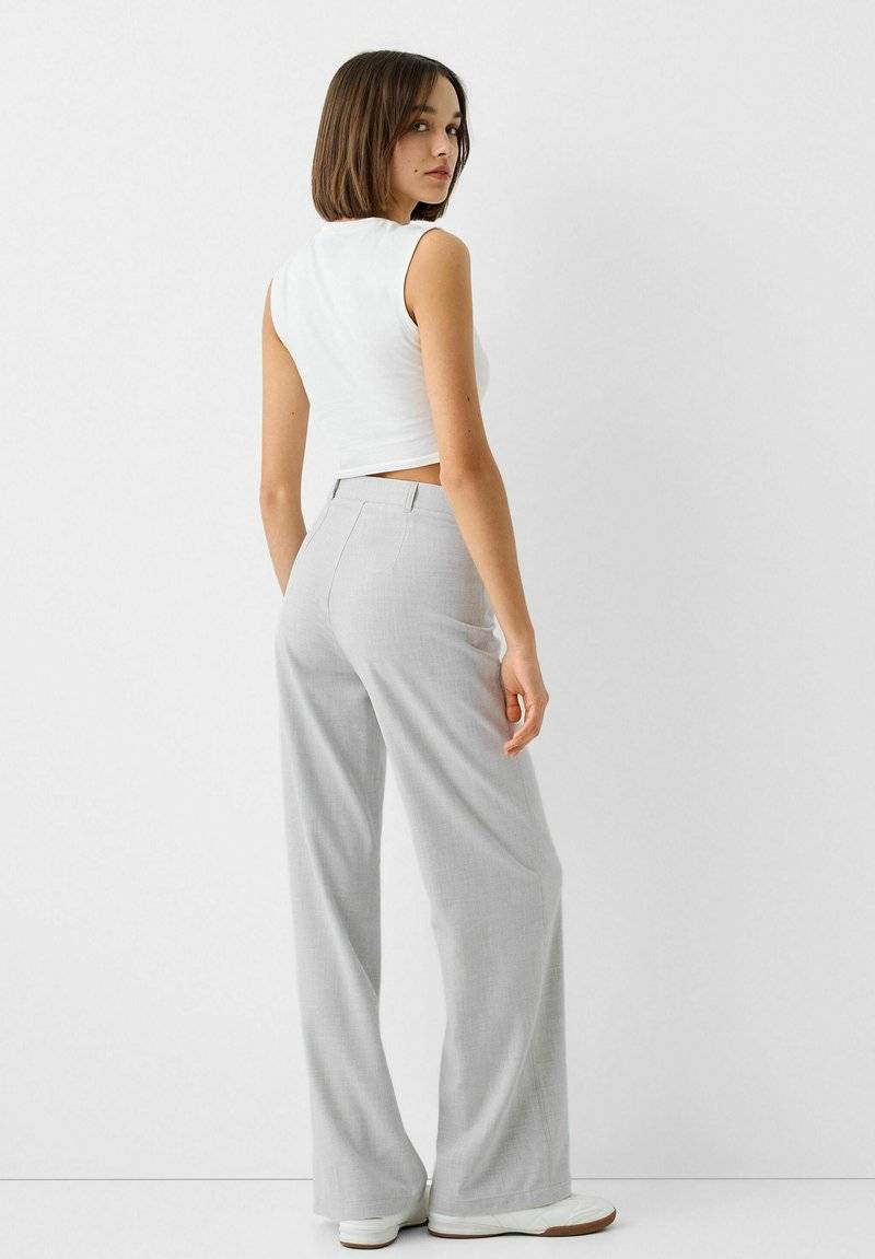 Bershka Bershka WIDE TAILORED - Trousers - mottled grey Sonderangebot