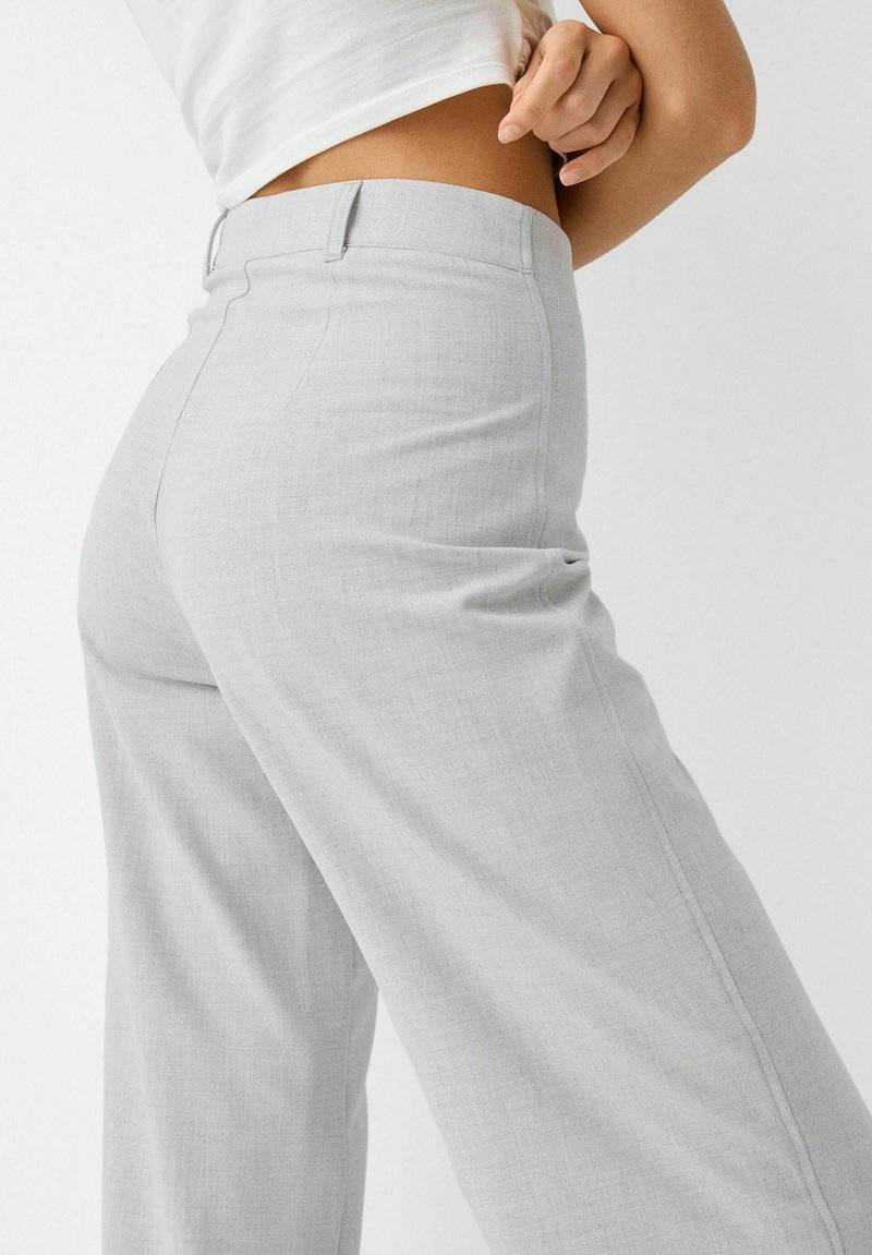 Bershka Bershka WIDE TAILORED - Trousers - mottled grey Sonderangebot