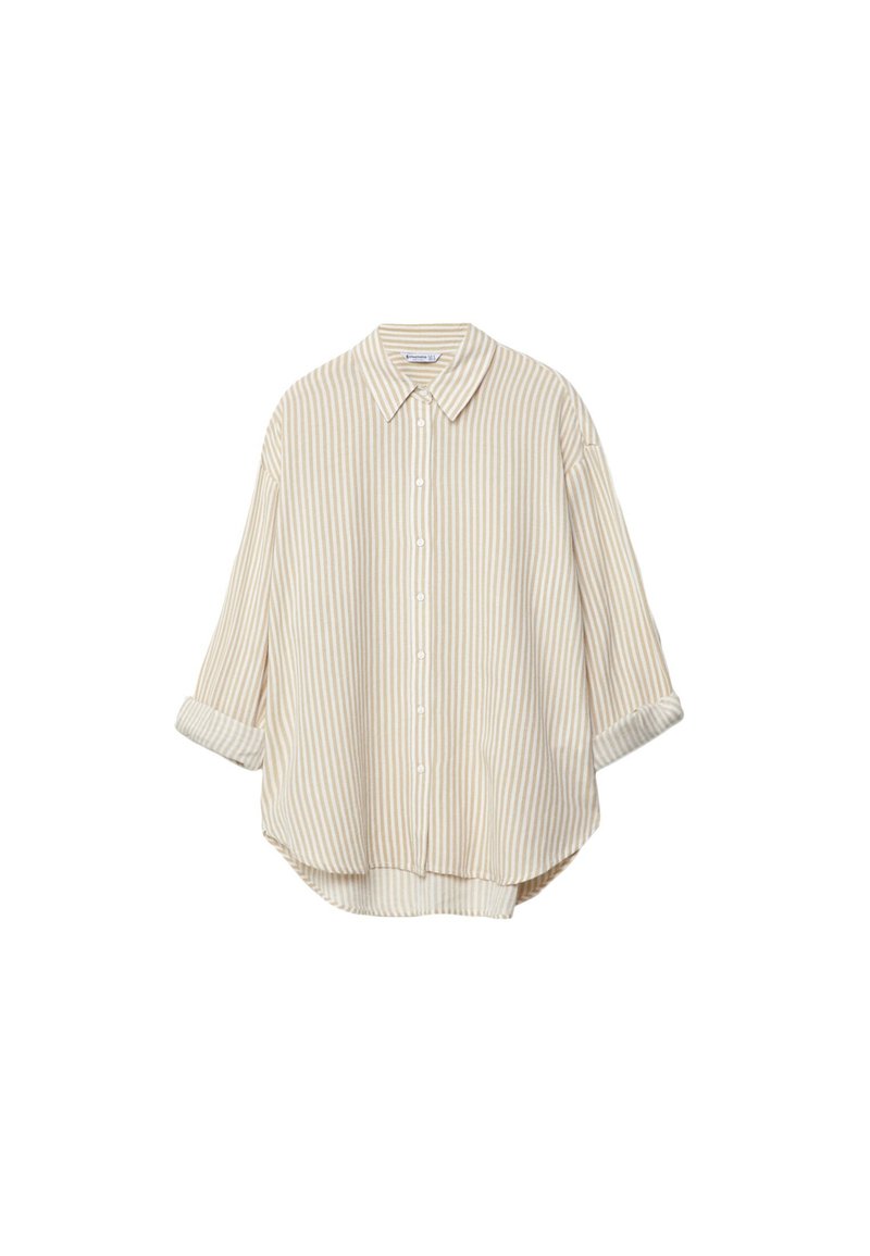 Stradivarius Stradivarius STRIPED - Button-down blouse - stone Großer Ausverkauf