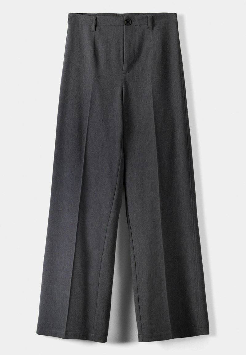 Bershka Bershka WIDE TAILORED - Trousers - mottled dark grey Begrenztes Angebot