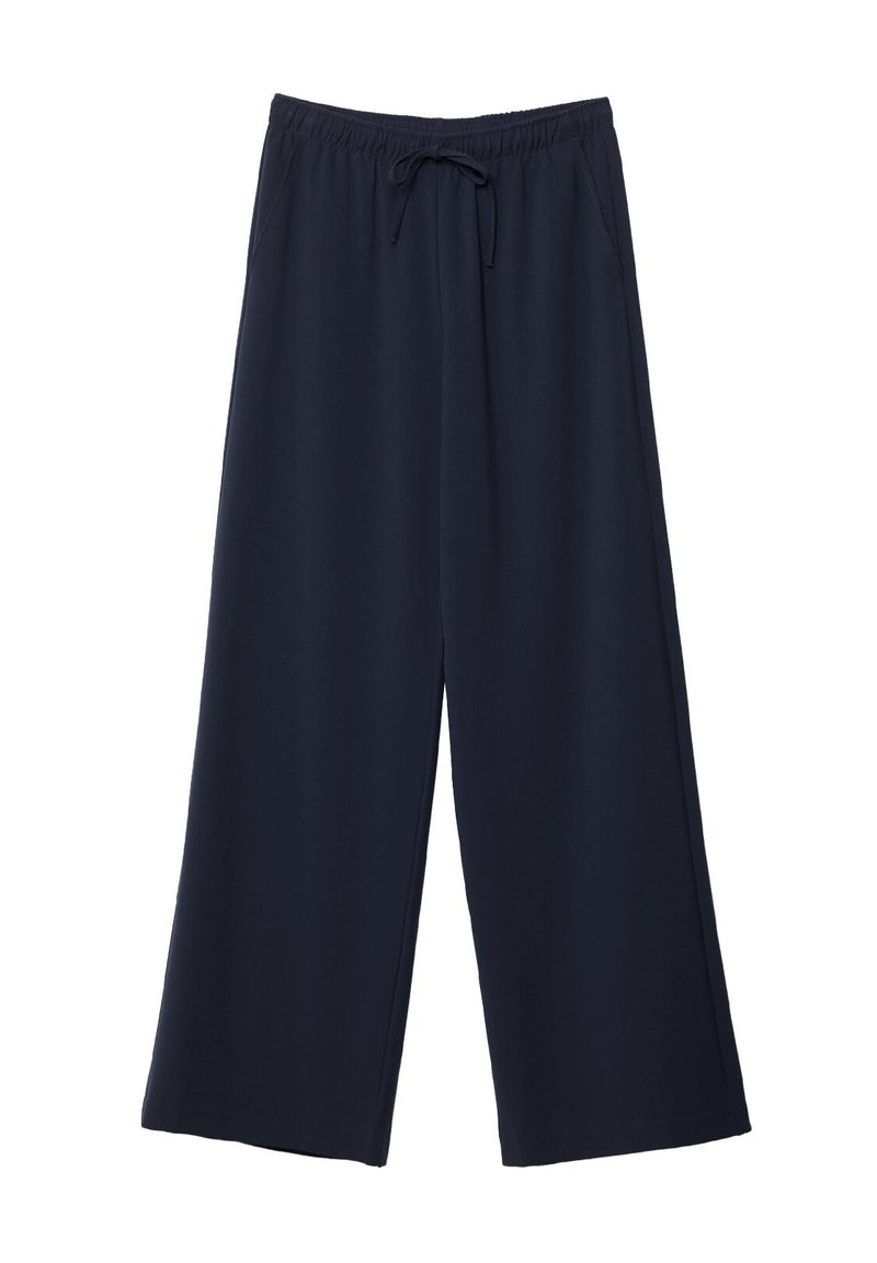 Stradivarius Stradivarius LONG FLOWING - Trousers - mottled dark blue Exklusivangebot