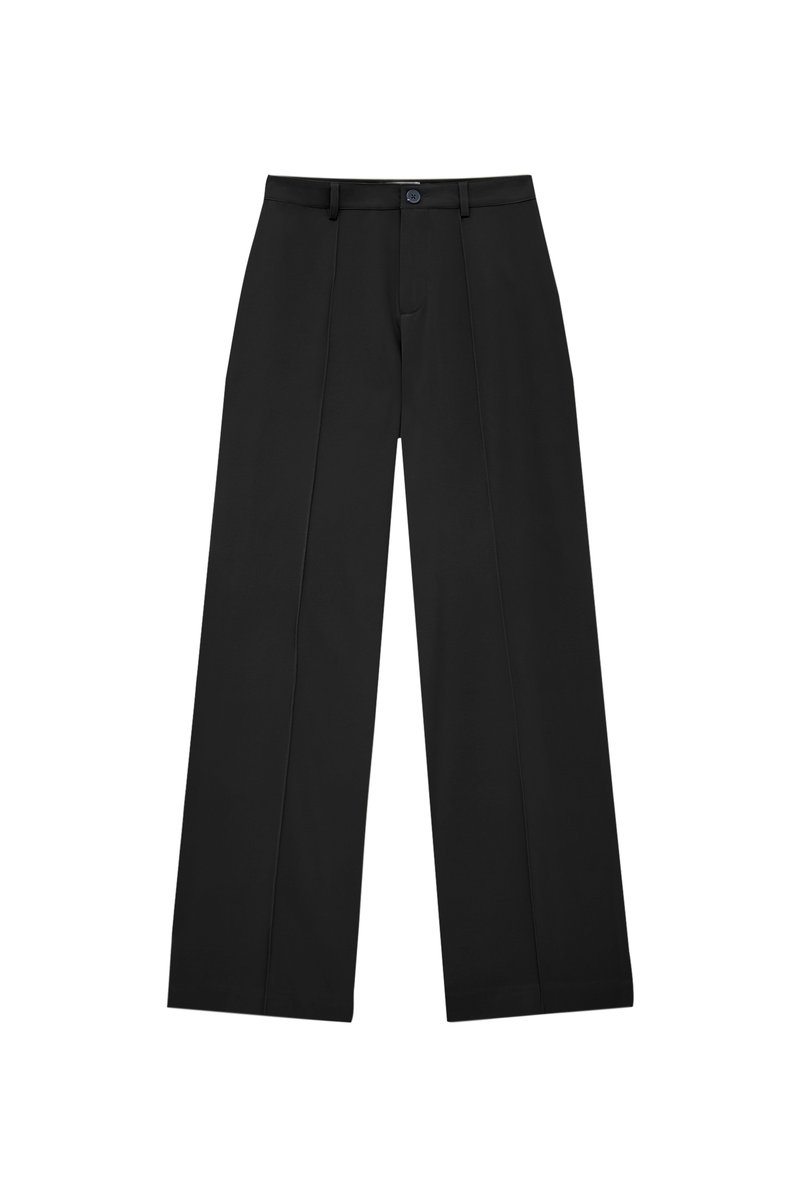 PULL&BEAR PULL&BEAR IM REGULAR-FIT MIT ZIERNAHT VORNE - Trousers - black Großer Ausverkauf