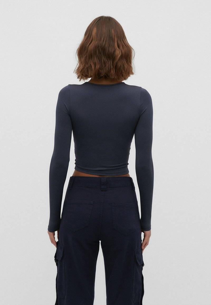 Stradivarius Stradivarius Long sleeved top - dark blue Saisonschlussverkauf