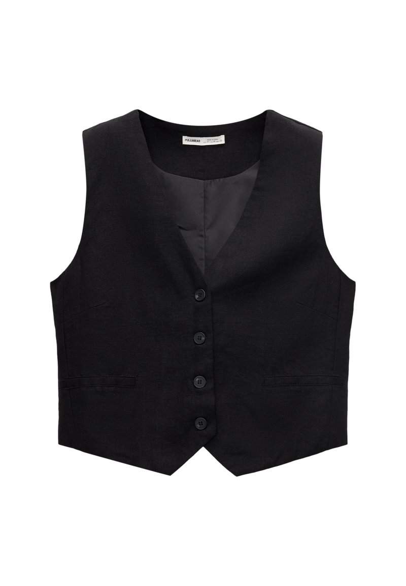 PULL&BEAR PULL&BEAR BASIC RUSTIC - Waistcoat - black Großer Ausverkauf