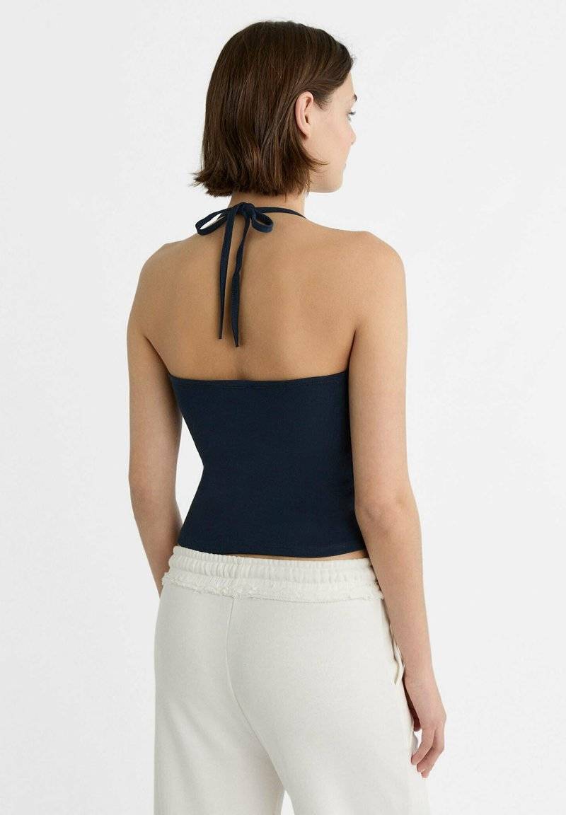 Stradivarius Stradivarius TIED HALTER - Top - dark blue Online Shopping