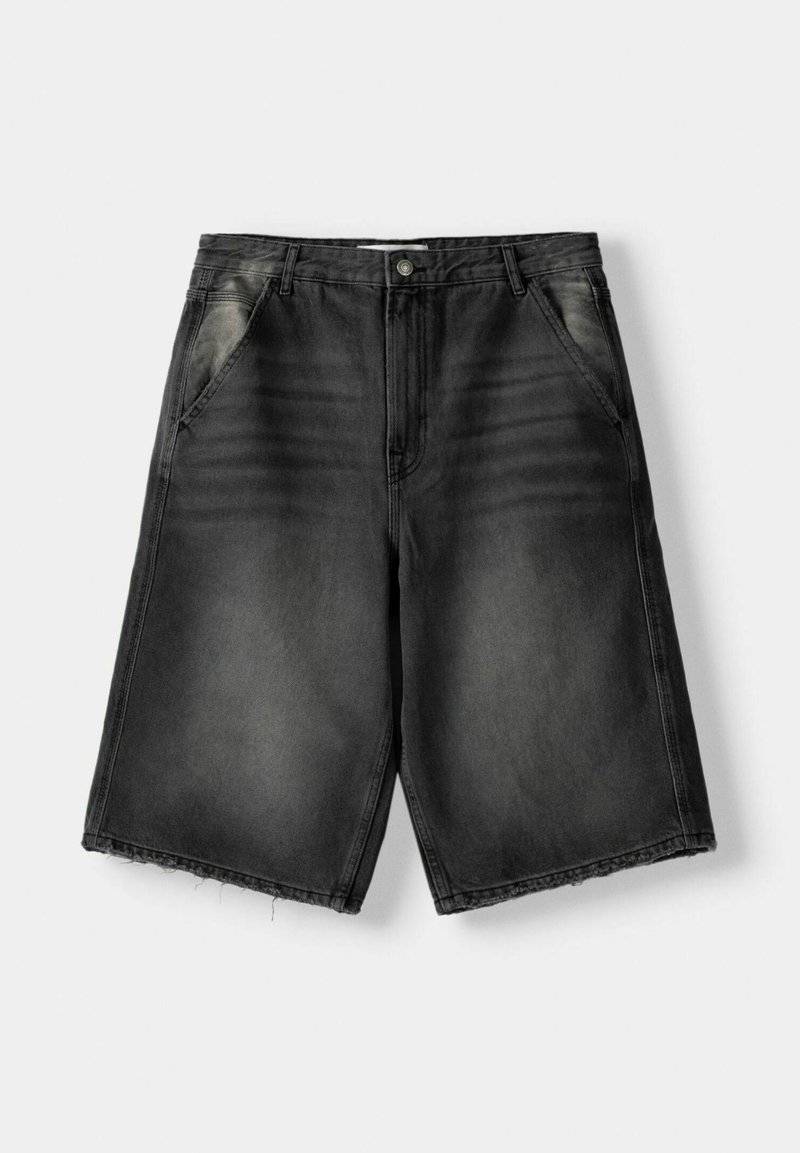 Bershka Bershka SKATER - Denim shorts - black Weihnachtsangebot