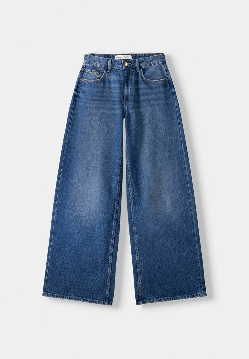 Bershka Bershka WIDE-LEG - Relaxed fit jeans - dark blue Muttertagsangebot