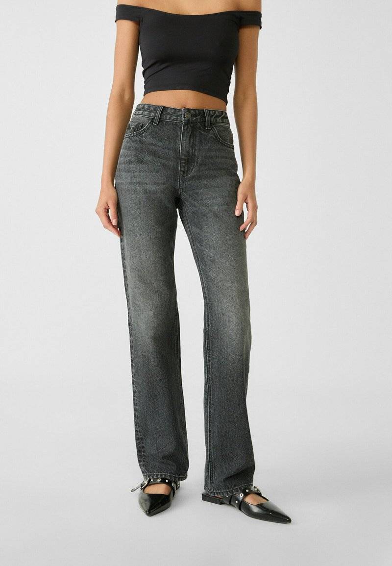 Stradivarius Stradivarius Straight leg jeans - dark grey Black Friday Preise