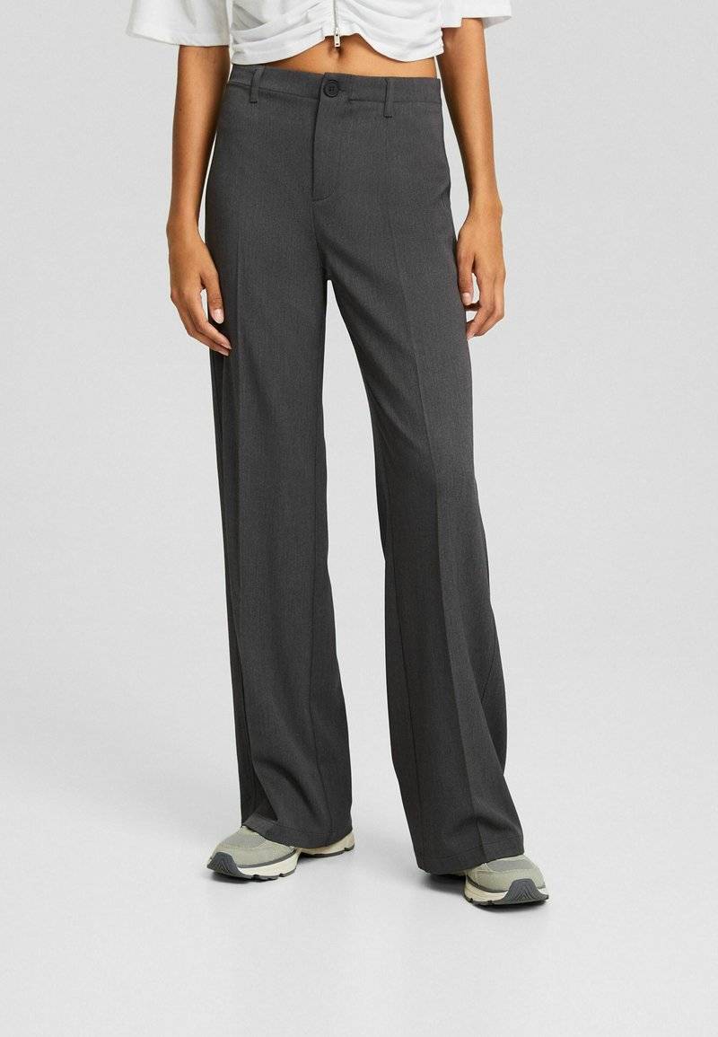 Bershka Bershka WIDE-LEG TAILORED - Trousers - mottled dark grey zollfrei