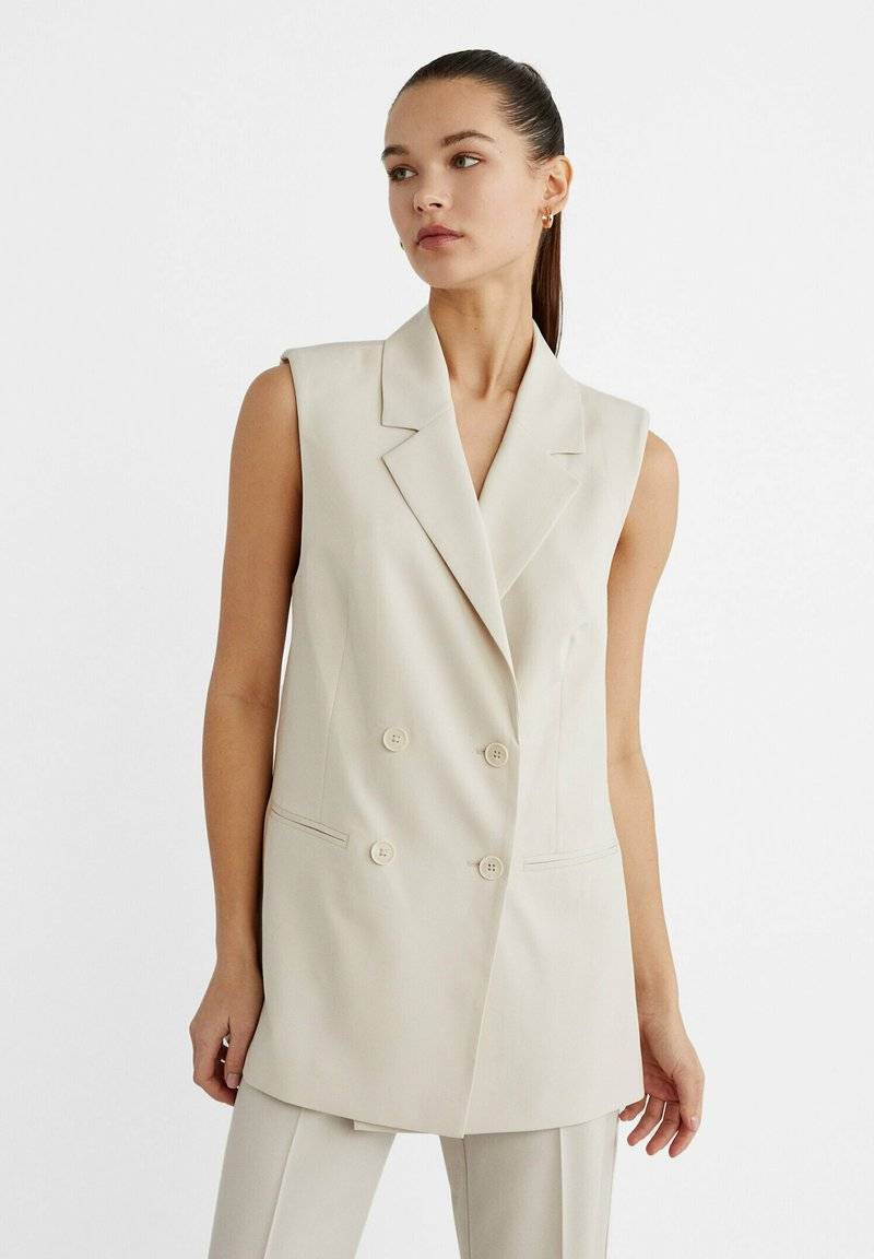 Stradivarius Stradivarius Waistcoat - white Rabatte dieses Monats