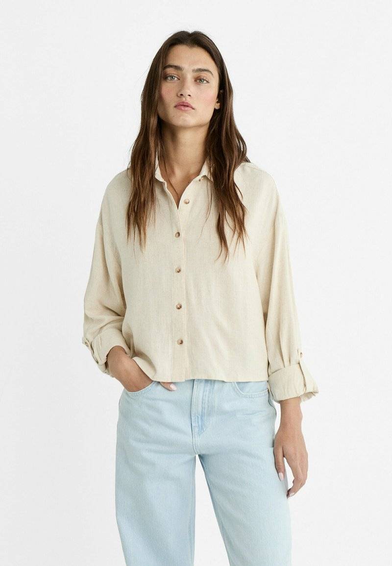 Stradivarius Stradivarius Button-down blouse - stone Outlet