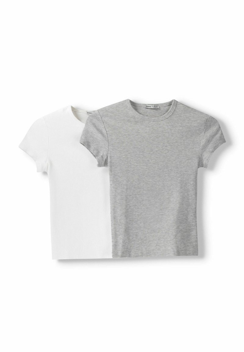 Bershka Bershka SHORT SLEEVE ROUND NECK 2 PACK - Basic T-shirt - white Kostenloser Versand