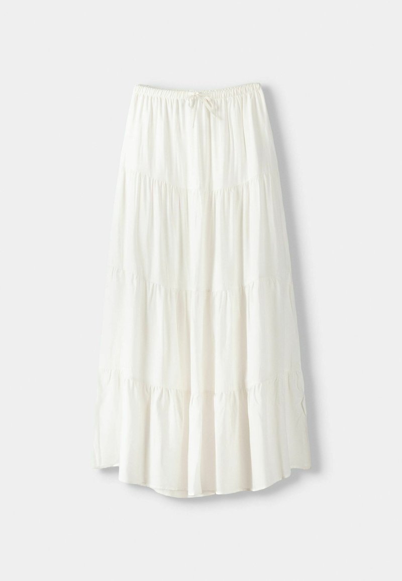 Bershka Bershka ELASTICATED - Maxi skirt - white Fabrik Onlineshop