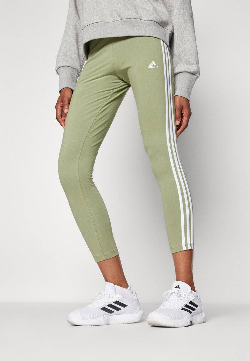 adidas Sportswear adidas Sportswear ESSENTIALS 3 STRIPES HIGH WAISTED - Leggings - tent green Online Outlet
