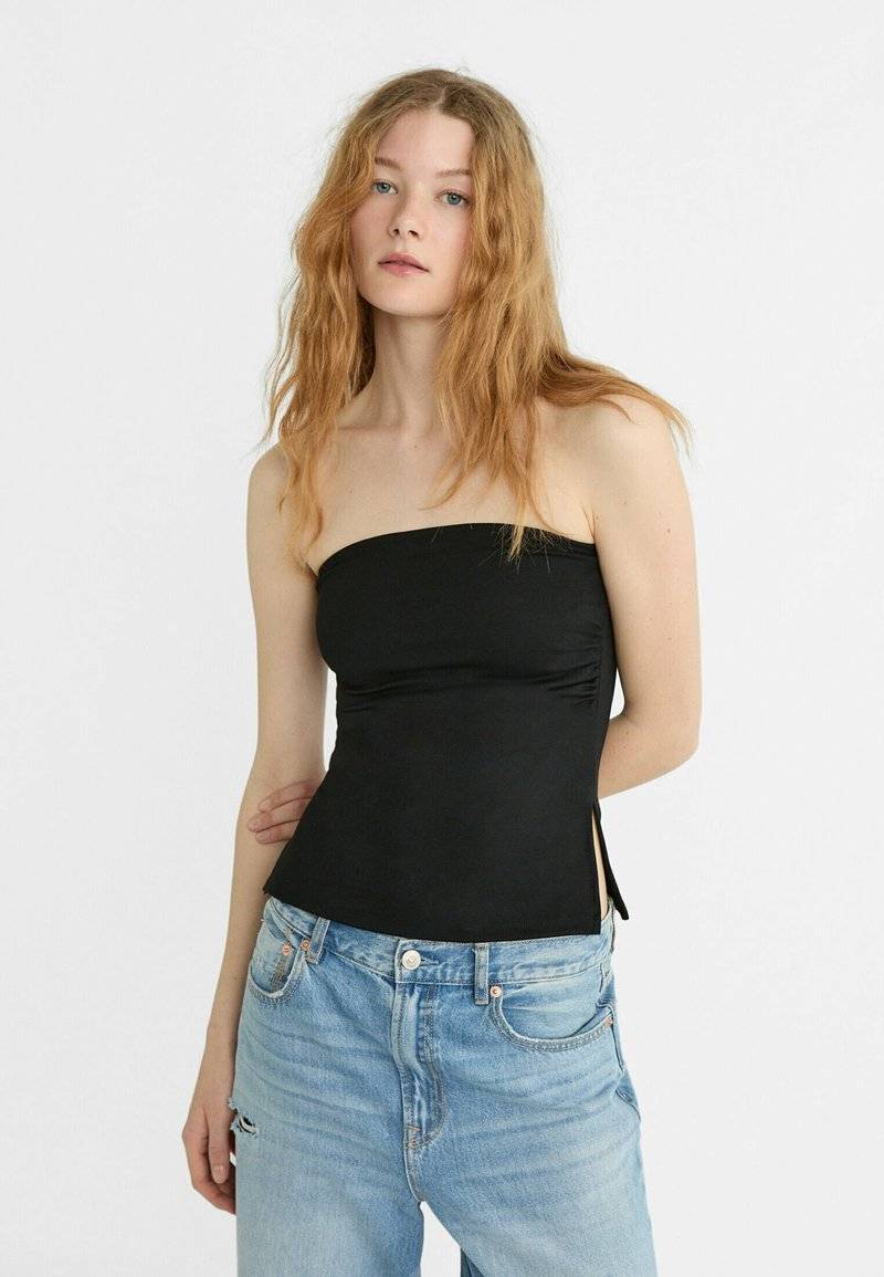 Stradivarius Stradivarius BANDEAU WITH SIDE VENTS - Top - black Versandkostenfrei