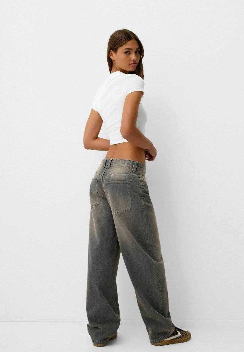 Bershka Bershka BALLOON FIT - Relaxed fit jeans - mottled dark grey Flash Sale
